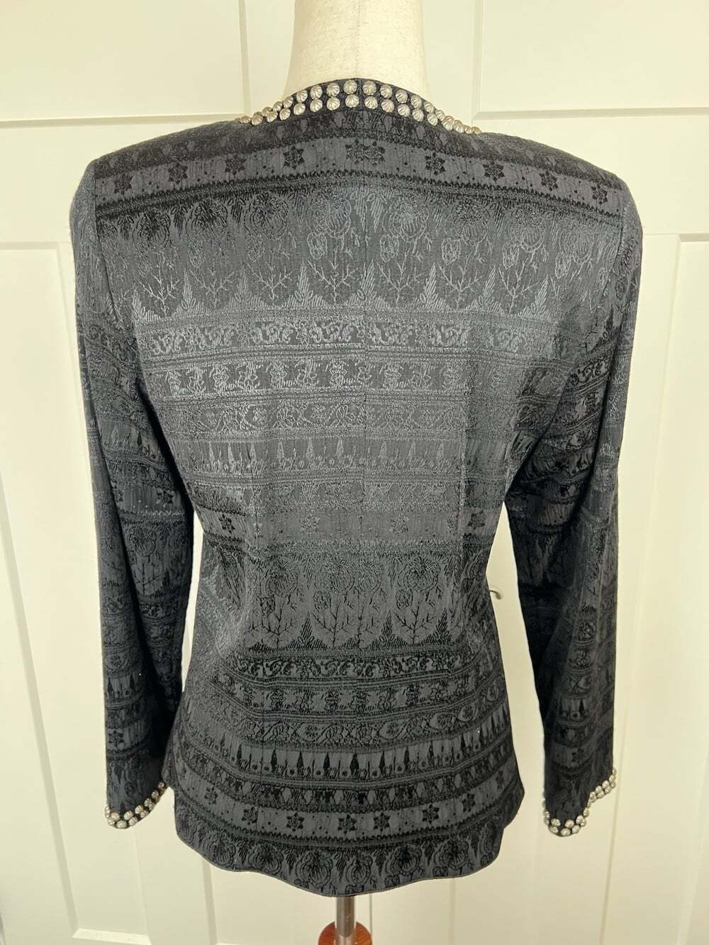 Vintage Double D Ranchwear Jacket S Black Jacquard Studded Concho Western Zip - Picture 6 of 10